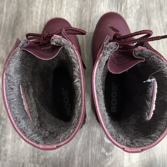 NWOT BOGS Amanda Plush Ii Lace Up Rain / Snow Boots "Cranberry" Size 6 - Picture 7 of 9